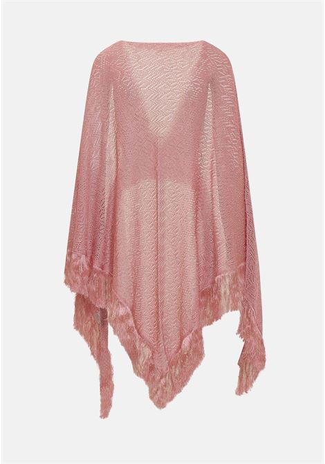 Mantella da donna rosa con fili dorati e trama bucata SIMONA CORSELLINI | P24CPSLO02-01-C03300150671